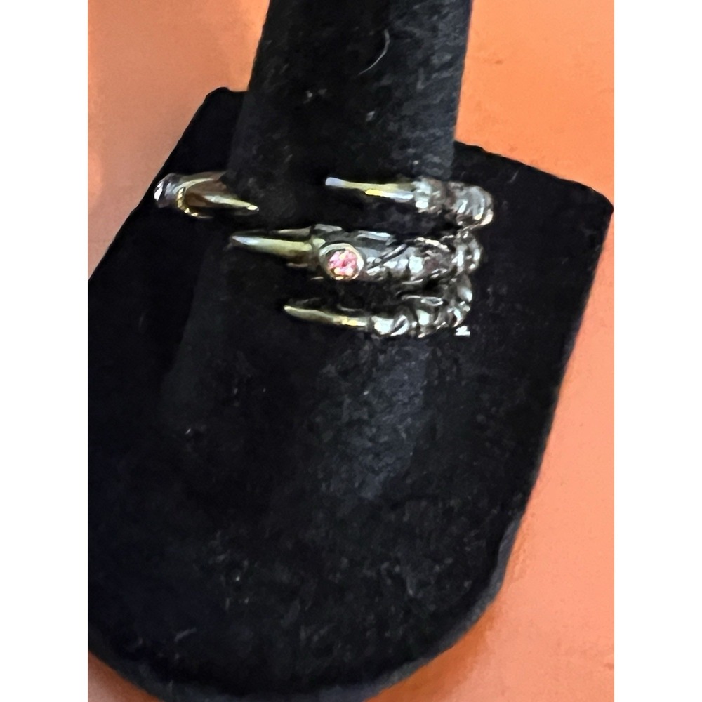 Gothic Dragon Claw Pink Ring with pink stones, Women's Size 7, is adjustable‎